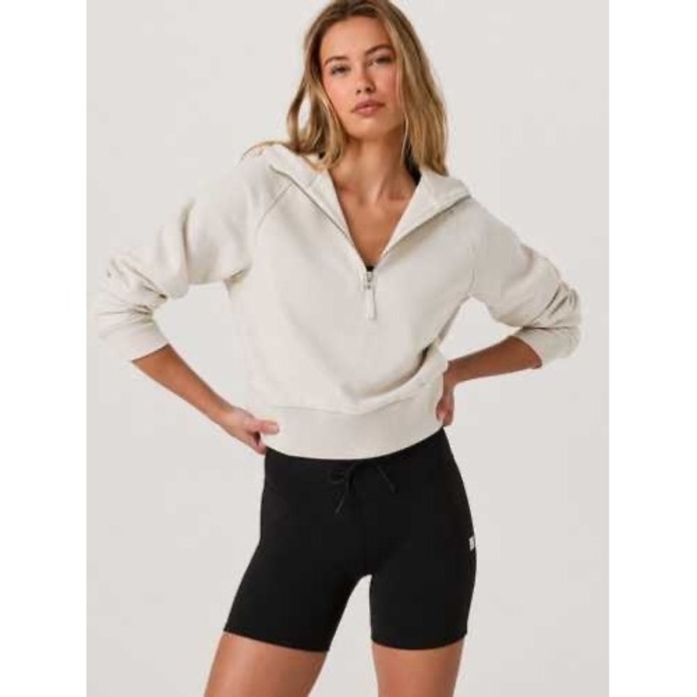 Vuori Restore Half Zip Pullover Cropped Sweatshirt Cream Beige Womens Small?
